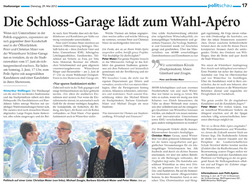 Die Schloss-Garage lädt zum Wahl-Apéro