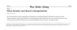 Hoher Schaden nach Brand in Garagenbetrieb